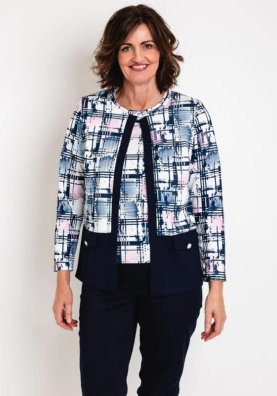 Via Veneto Abstract Print Jacket & Top Twinset, Pink Navy