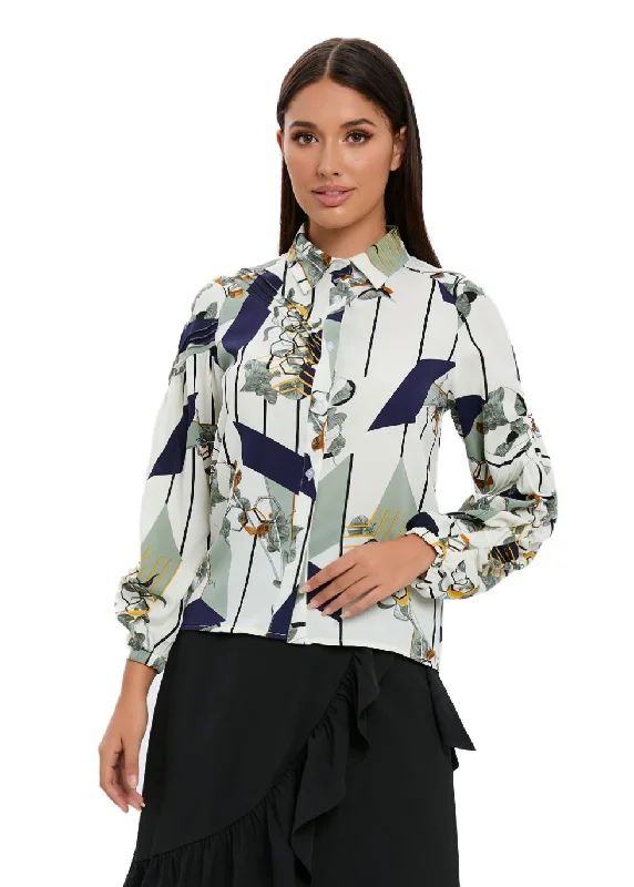 Button Down Collared Print Shirt