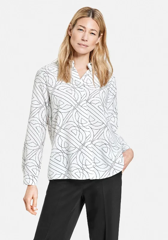 Gerry Weber Geometric Print Long Shirt, White Multi