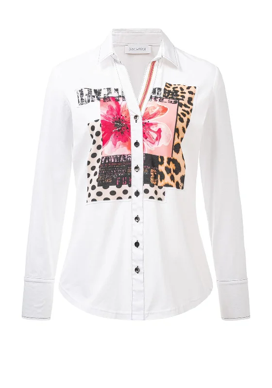 Just White Box Print Shirt, White Multi