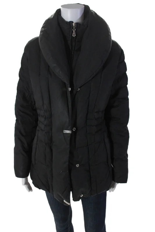 Mackintosh Womens Collared Two Pocket Long Sleeve Puffer Coat Black