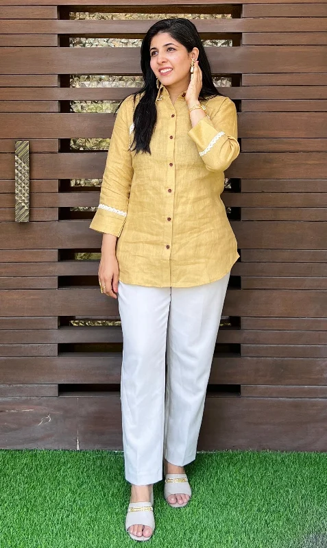 Mustard Lace Linen Shirt