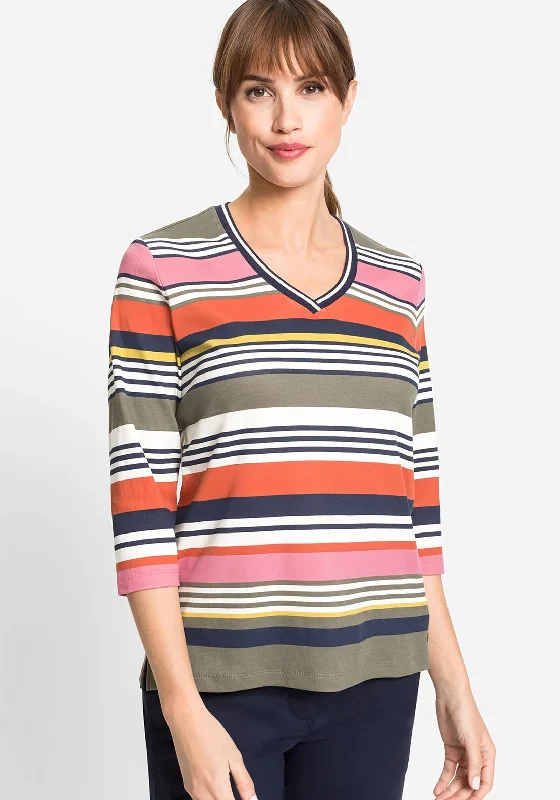 Olsen Hannah Striped Long Sleeve T Shirt, Multi