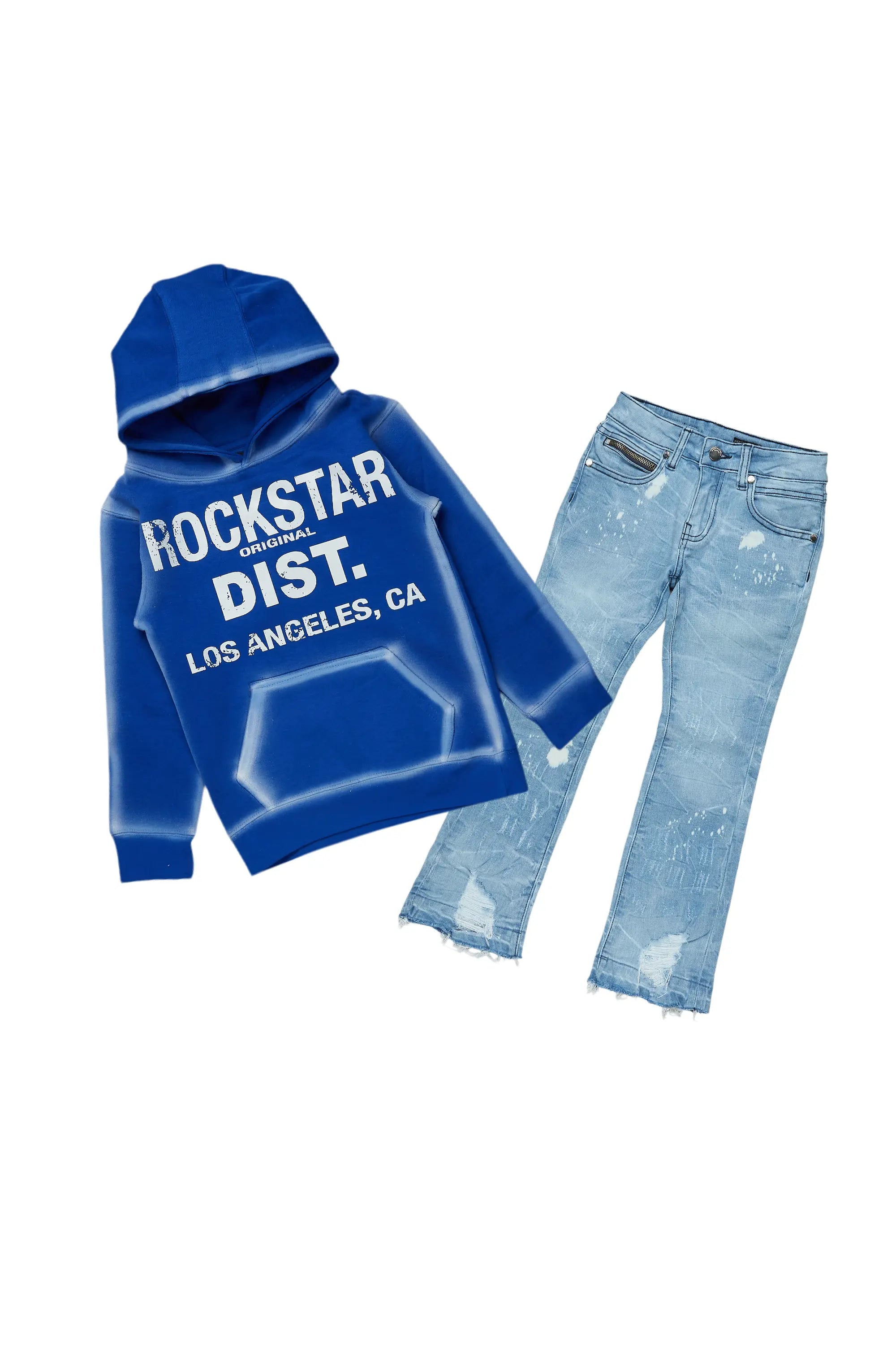 Boys Bridger Royal/Blue Hoodie/Stacked Flare Jean Set