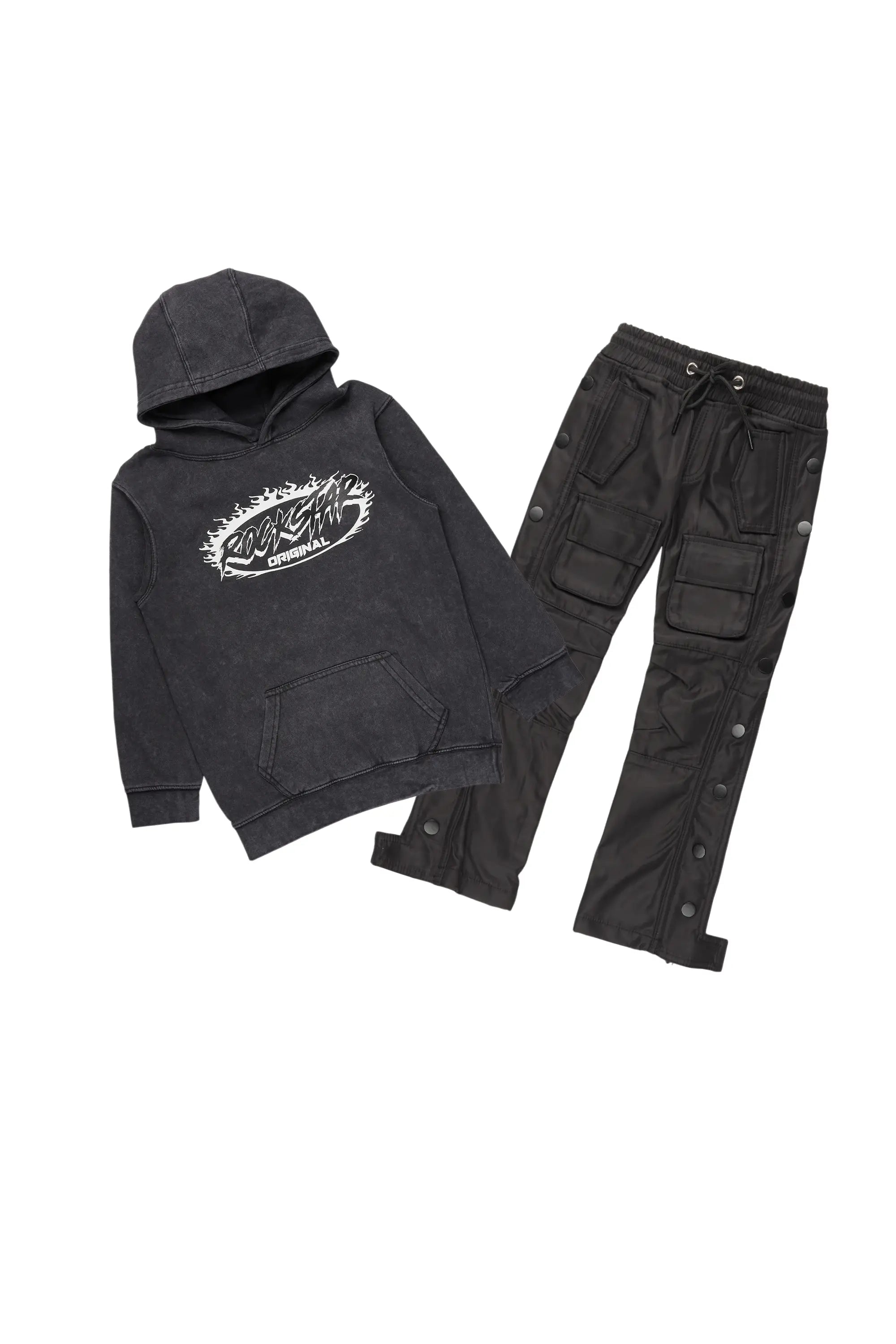 Boys Cairo Vintage Black Hoodie/Baggy Fit Jean Set