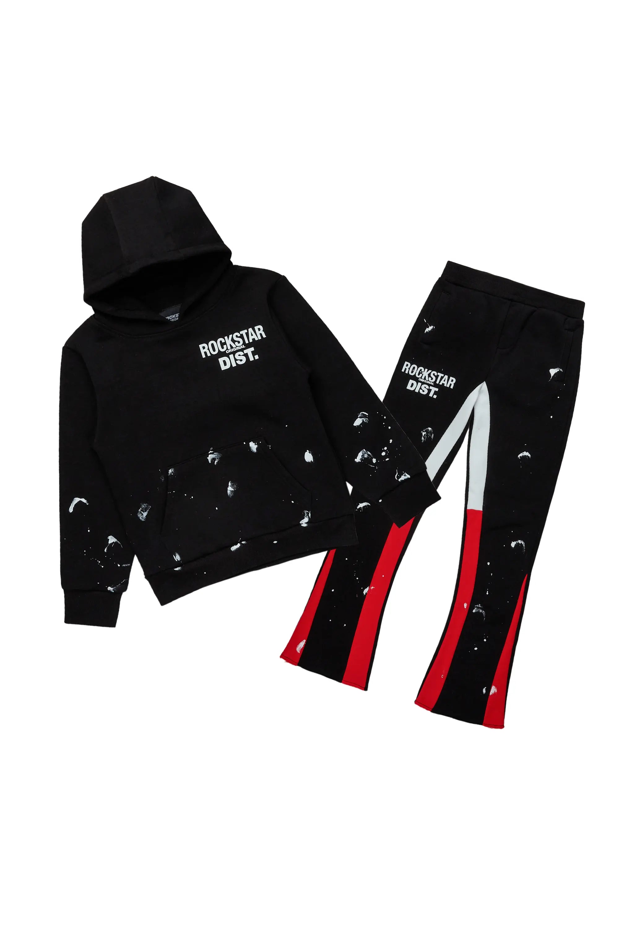 Boys Raffer Black/Red Stacked Pant Set