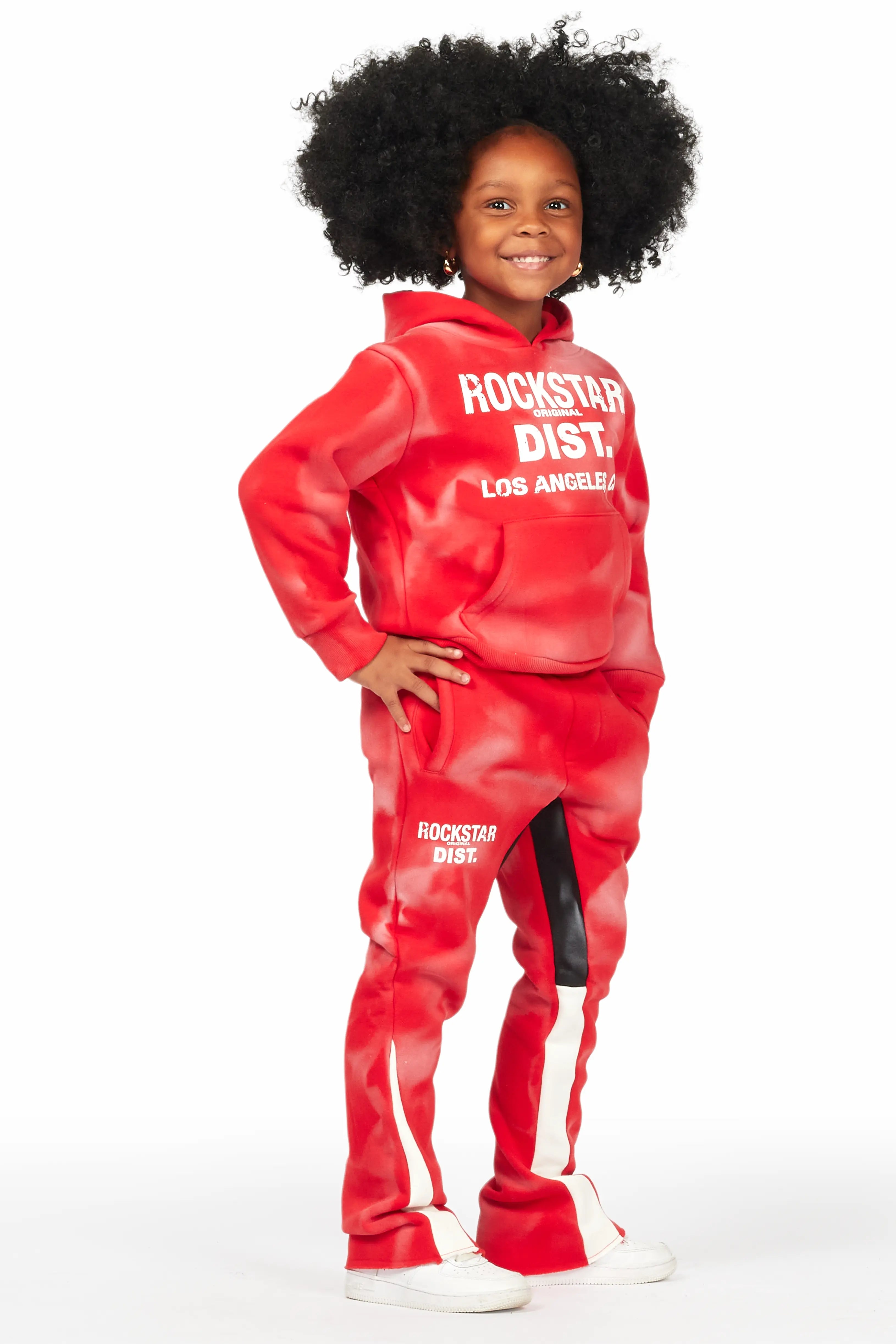 Girls Zenny Red Stacked Pant Set