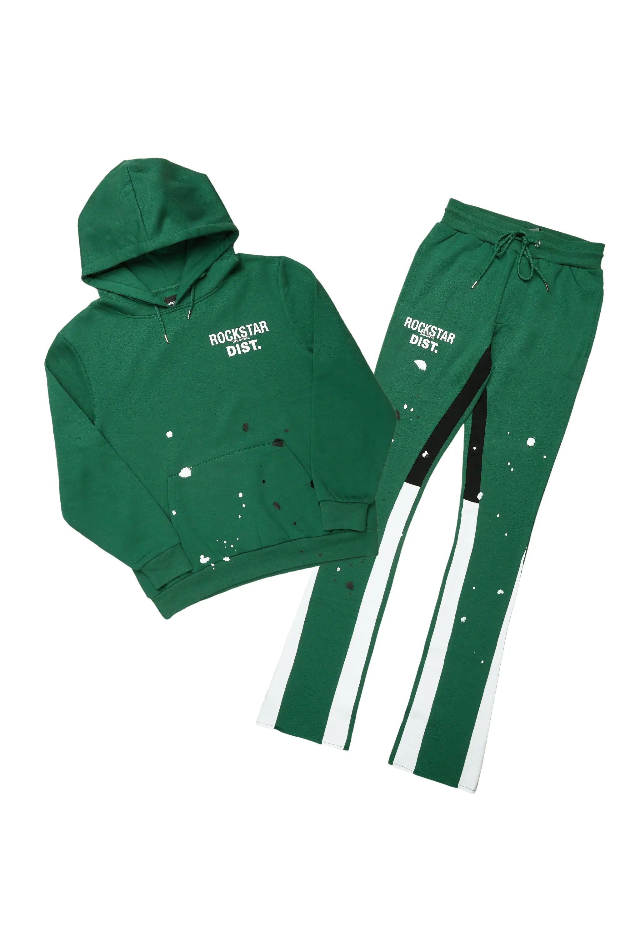 Jaco Green Hoodie Stacked Flare Pant Track Set