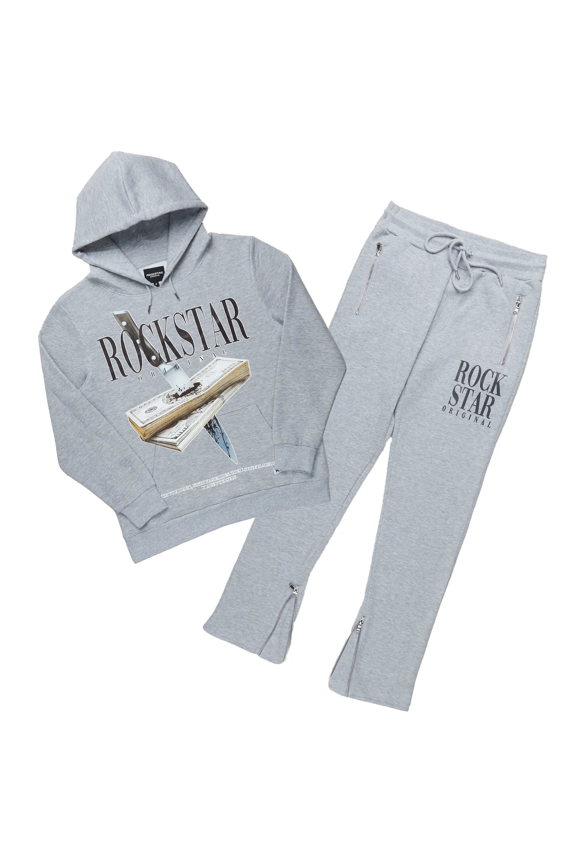 Dayte Nite Heather Grey Slim Fit Track Set