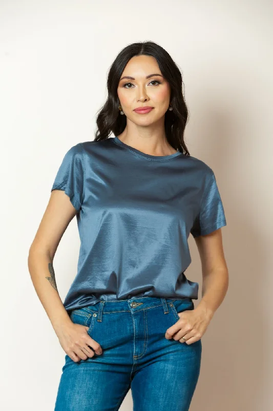 Silk Cotton V Neck T Shirt