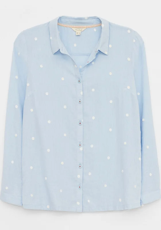 White Stuff Emma Embroidered Spot Shirt, Blue