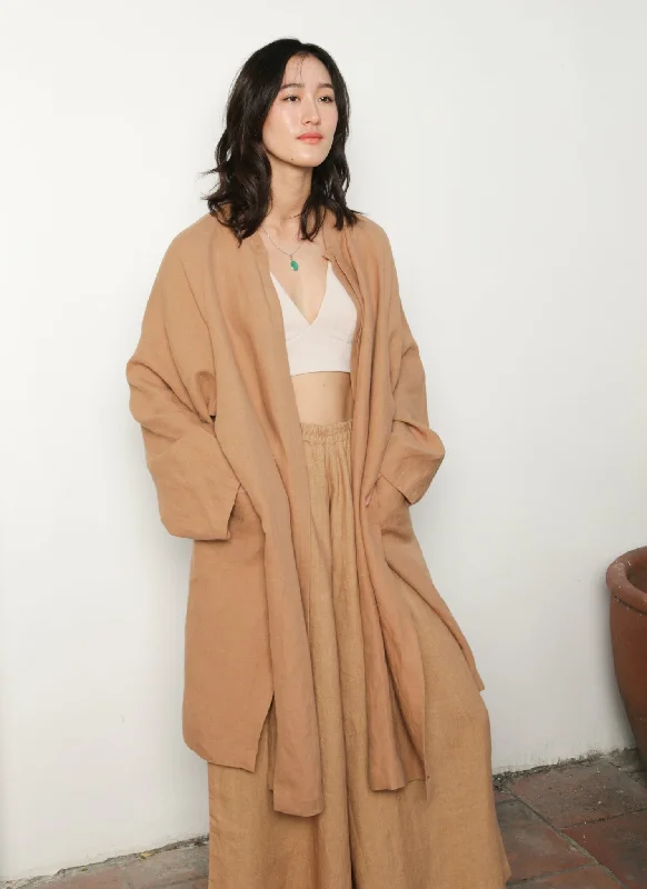 Bamboo Long Sleeve Pocket Jacket - Brown Sand