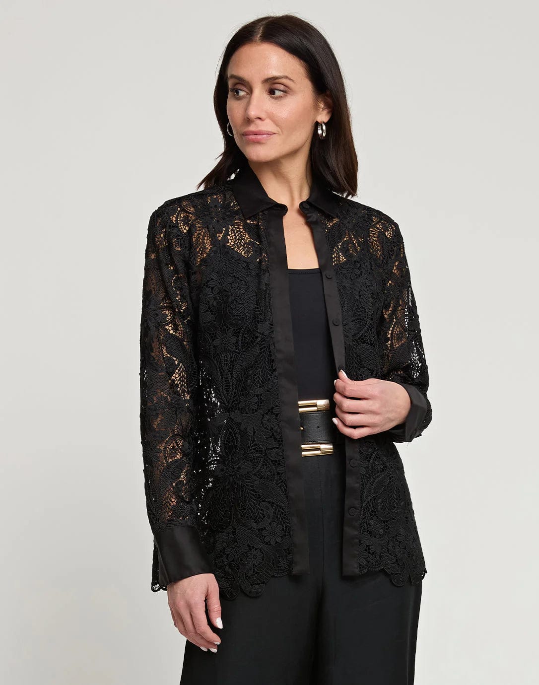 Hinson Wu Margot Long Sleeve Lace Shirt Jacket