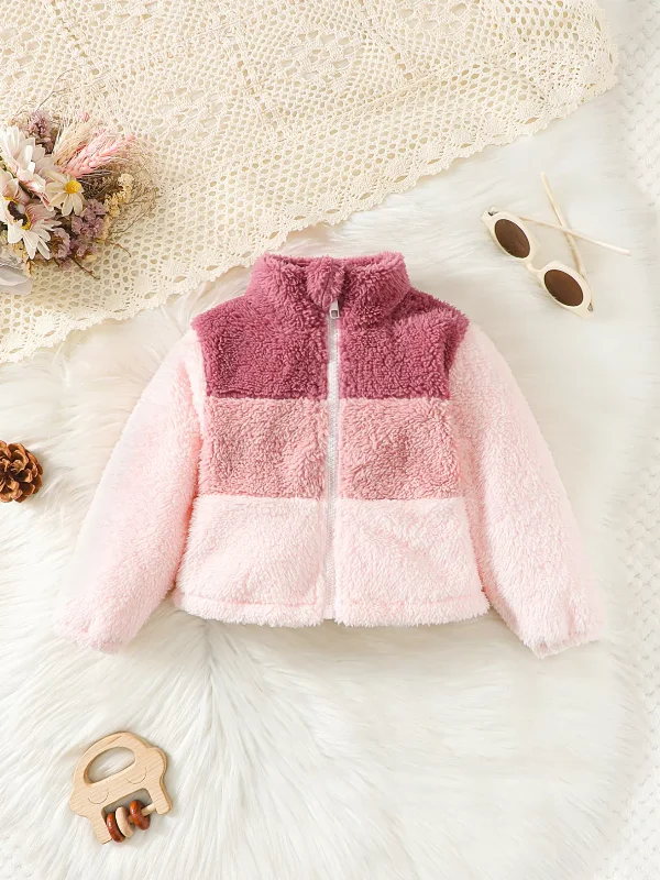 Perfect for Fall & Winter Cozy Plush Zip-Up Jacket with Long Sleeves