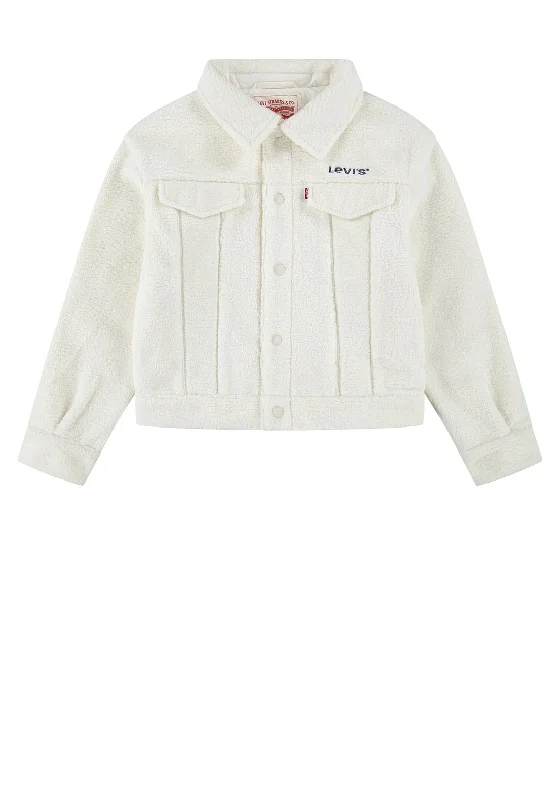 Levi’s Girls Sherpa Long Sleeve Fleece Jacket, Cream