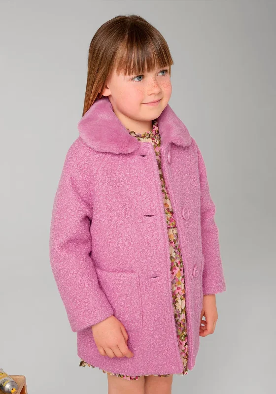 Mayoral Mini Girl Long Sleeve Coat With Collar, Pink