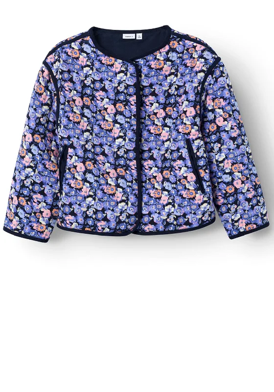 Name It Kid Girl Tirulle Long Sleeve Floral Quilted Jacket, Easter Egg